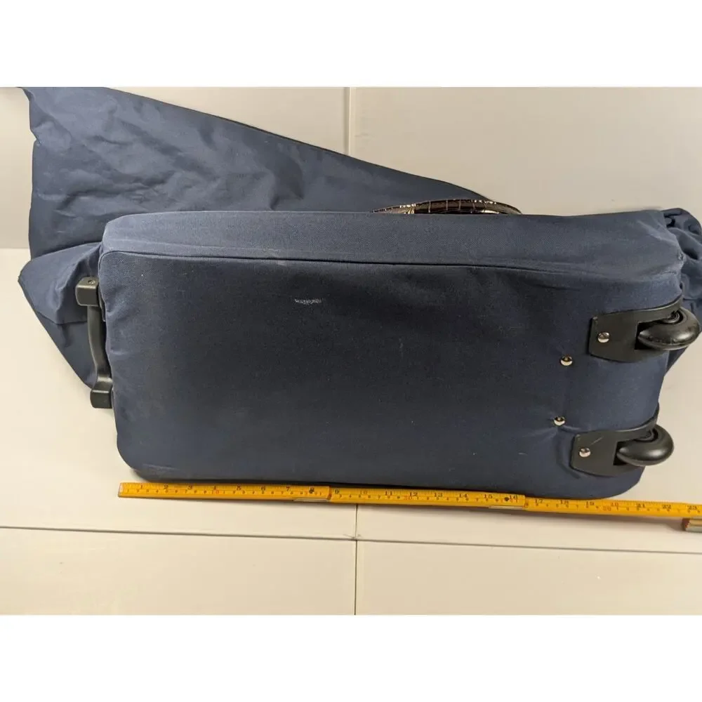 Large Rolling Garment Bag Wheeled Travel Luggage Blue Suit Dress Carry On Tote